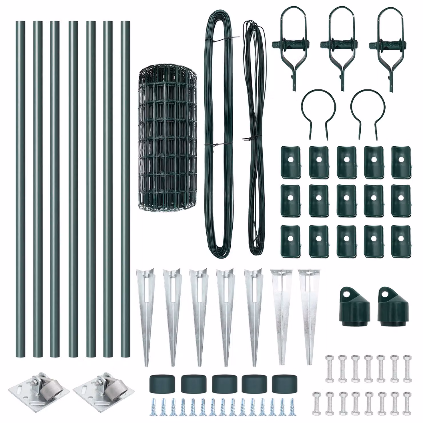 Berkfield Home Euro Fence with 7 Spike Posts, Galvanised Steel, Green and Silver, W: 10 m, H: 0.8 m – 3
