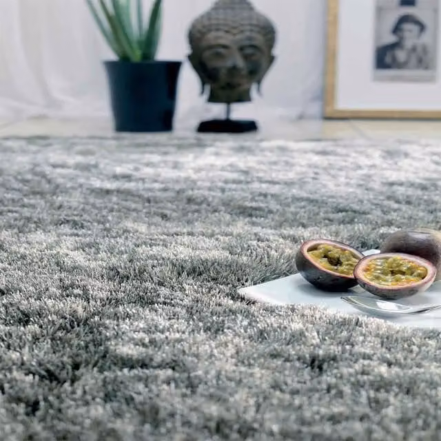 The Rug Shop UK Grey Modern Plain Easy Care Polyester Rug, W: 200 cm, D: 300 cm