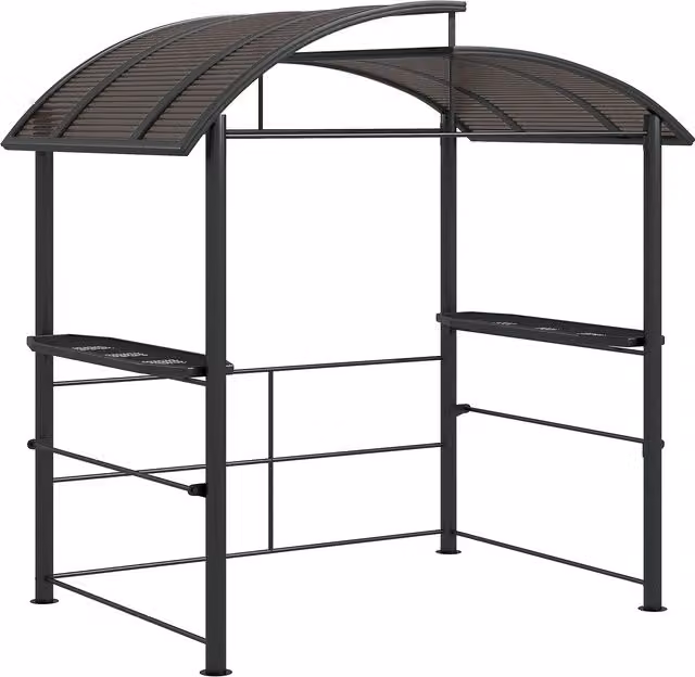 Outsunny Outdoor Grill Gazebo with Side Shelves and Polycarbonate Roof, Dark Grey, W: 240 cm, D: 150 cm, H: 230 cm – 1