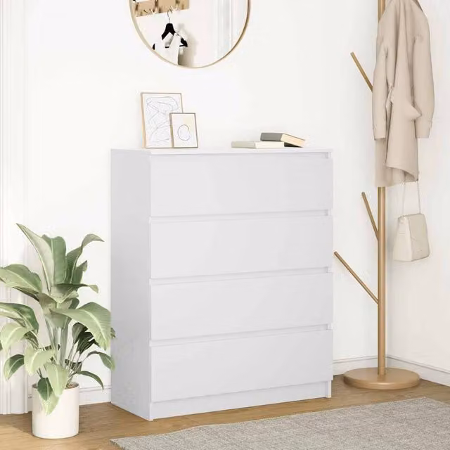 Berkfield Home White Minimalist Sideboard, W/D/H: 80 x 35 x 99 cm