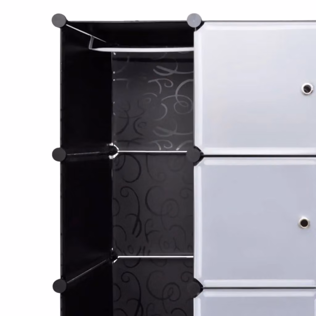 Berkfield Home Modular Cabinet with 18 Compartments, Black and White, W/D/H: 37 x 18 x 180.5 cm – 3