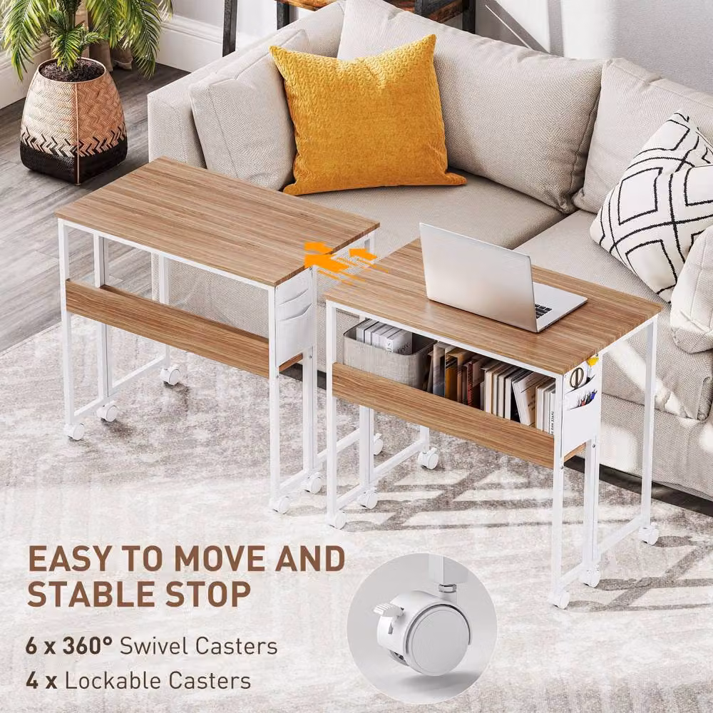 Wyld Haus Zika Drop Leaf Writing Desk in White with Lockable Castors – 5