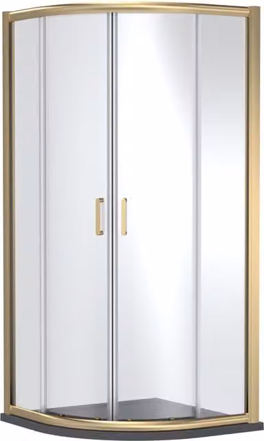 Balterley Quadrant Corner Shower Enclosure with Tray in Brushed Brass and Grey, W/D: 100 x 100 cm