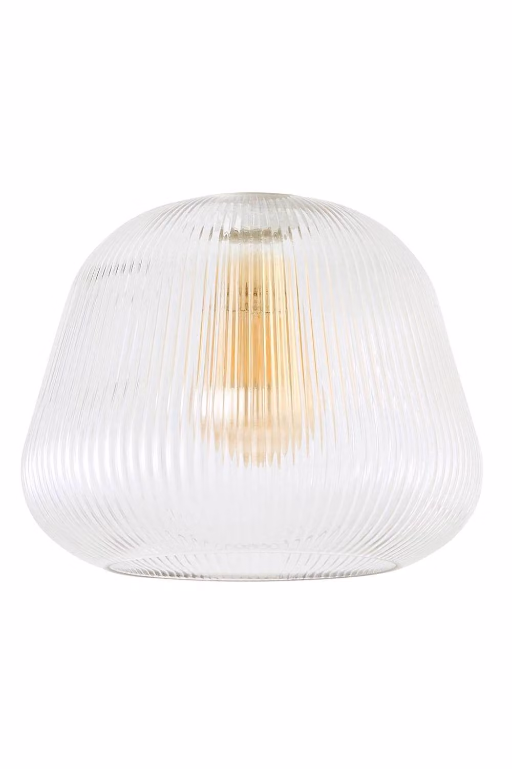 ValueLights Delora Ribbed Bell Glass Easy Fit Ceiling Lamp Shade with Bulb in Clear – 2