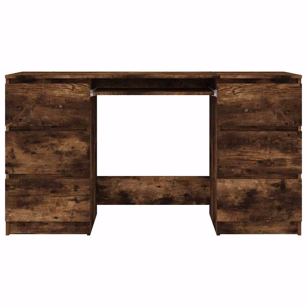 Berkfield Home Writing Desk in Smoked Oak Brown, W/D/H: 140 x 50 x 77 cm – 4