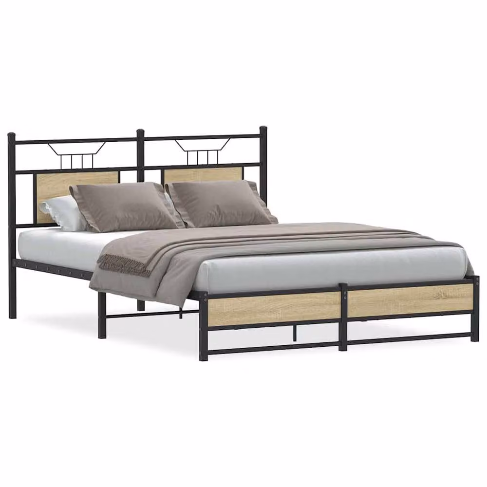 Berkfield Home Sonoma Oak Decorative Bed Frame, King Size, W/D/H: 150 x 200 x 91.5 cm – 2