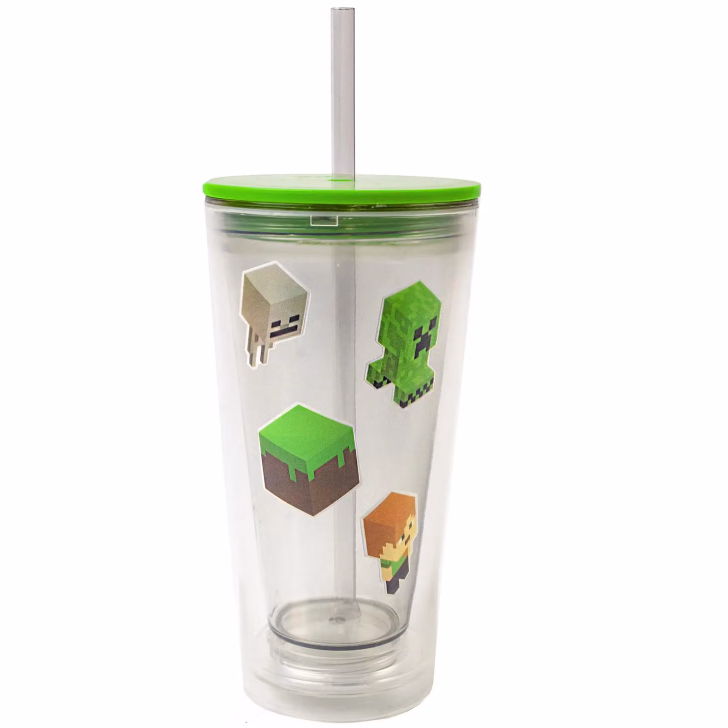 Minecraft Transparent Green Straw Water Bottle Tumbler for Kids, 454 ml – 2