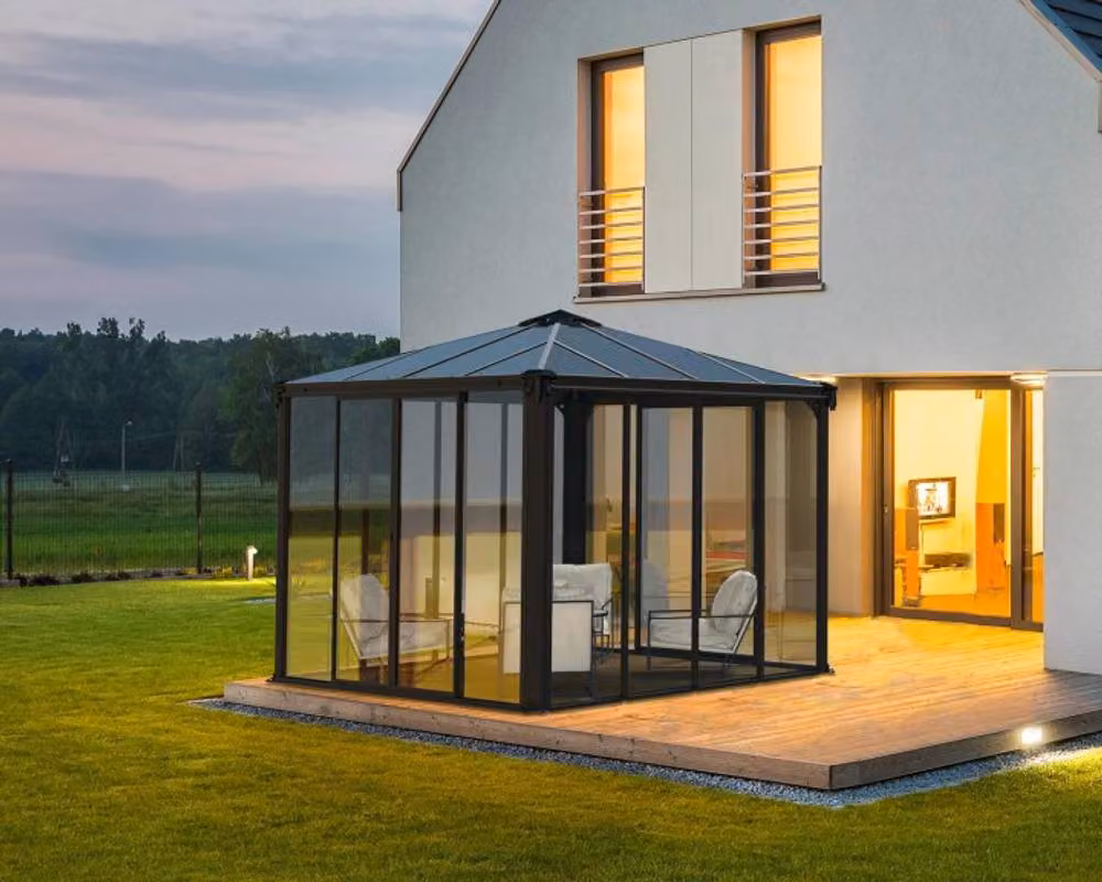 Palram Ledro 4300 Enclosed Garden Gazebo in Grey with Polycarbonate Roof, W/D/H: 295.5 x 430 x 274.5 cm – 8