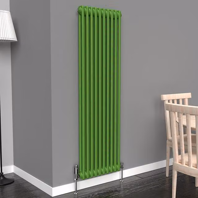 Lux Heat Vertical Coloured Column Radiator in Apple Green, H 150 cm x W 47 cm