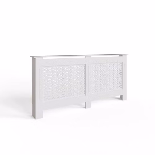 FWStyle White Geometric Extra Large Radiator Cover Shelf Cabinet W/D/H: 82.3 x 19 x 172 cm