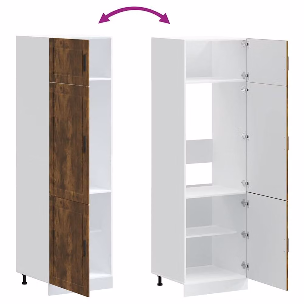 Berkfield Home Porto Kitchen Cupboard in Smoked Oak Brown, H 207 x W 57 x D 60 cm – 4