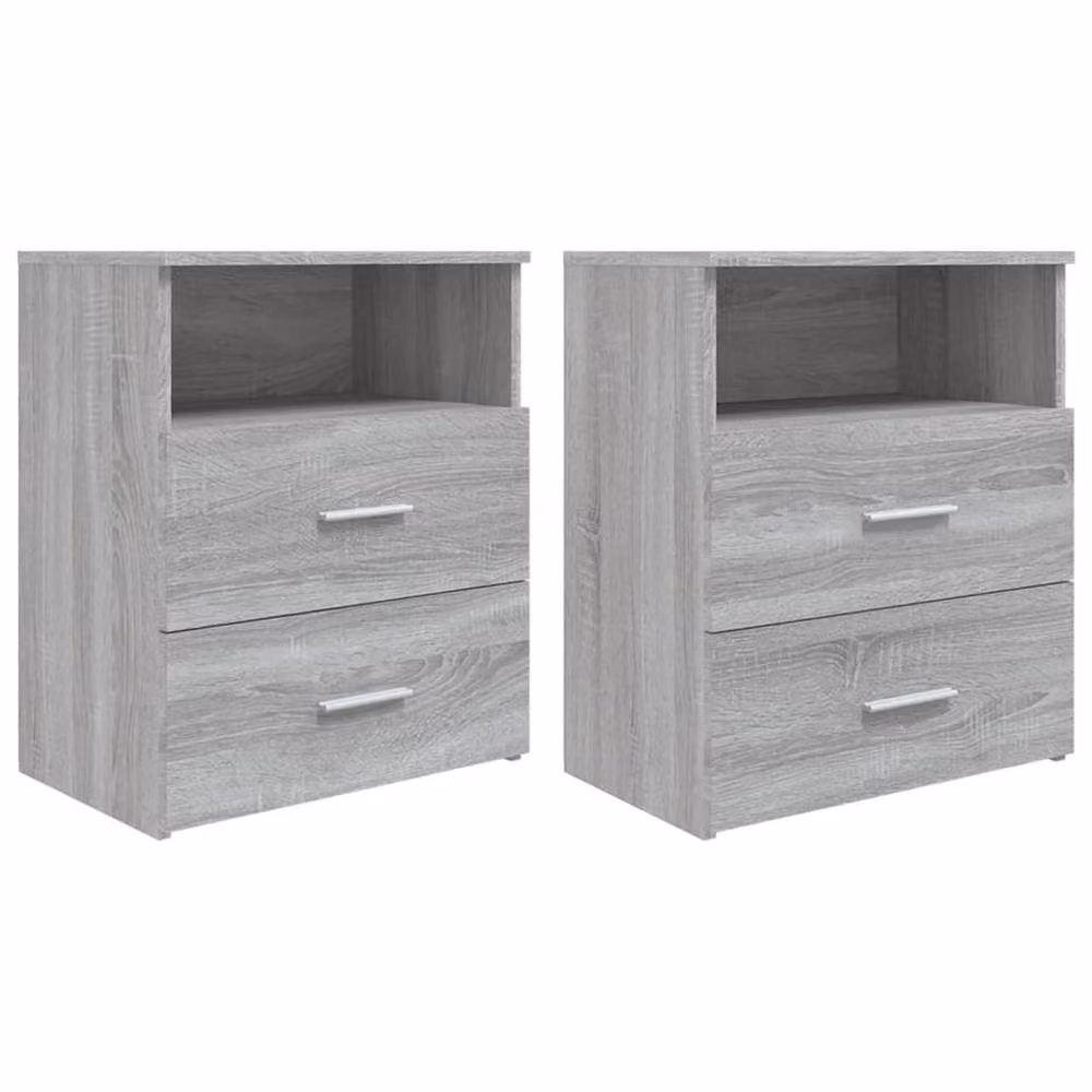 Berkfield Home Modern Bedside Cabinets, 2 Piece Set in Grey Sonoma, W/D/H: 50 x 32 x 60 cm – 2