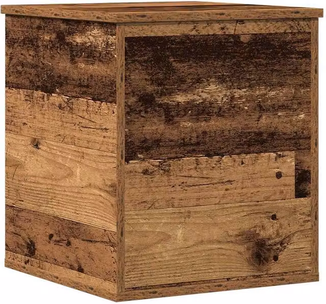 Berkfield Home Old Wood Storage Box in Brown, W/D/H: 40 x 42 x 46 cm