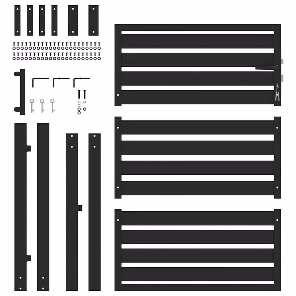 Berkfield Home Lockable Aluminium Garden Gate in Black, W: 100 cm, H: 120 cm – 3