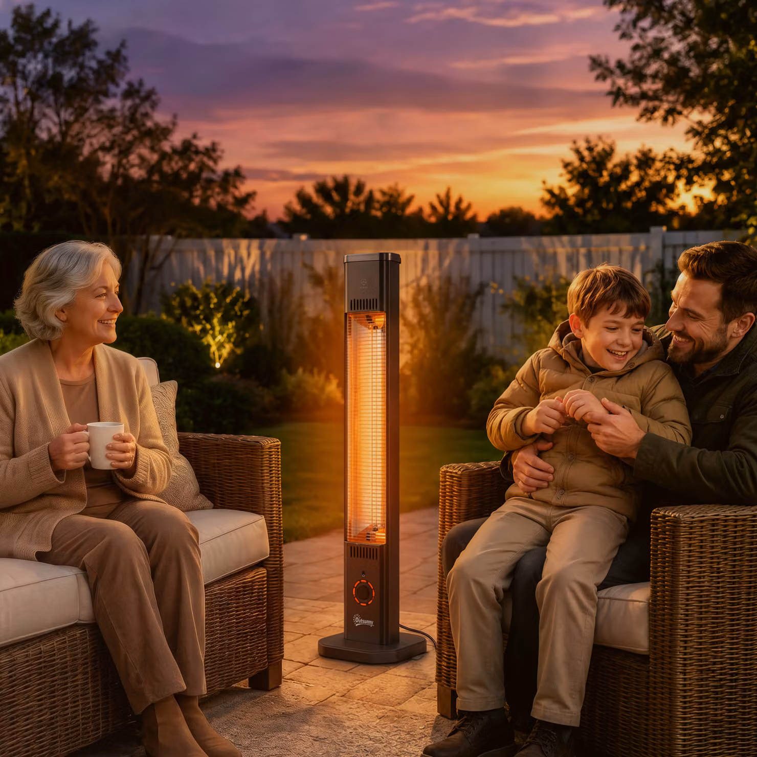 Outsunny 2000 W Electric Infrared Patio Heater with Cover, Black, Free Standing or Wall Mounted IP65 Outdoor Garden Heater – 2