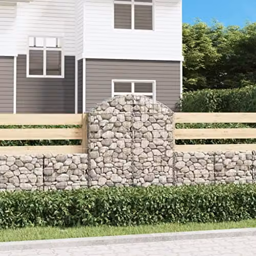 vidaXL Arched Gabion Basket in Silver Galvanised Steel, W/D/H: 100 x 30 x 120/140 cm – 2