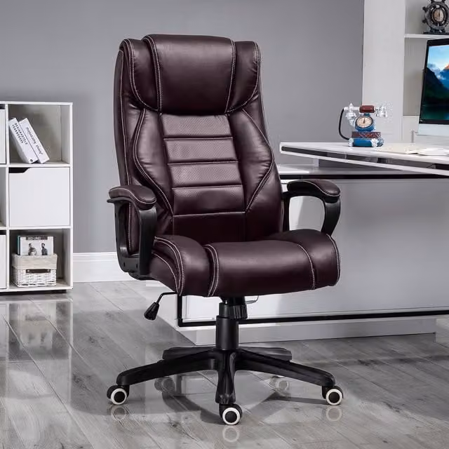 Vinsetto 6 Points Massage Executive Office Chair in Brown Synthetic Leather