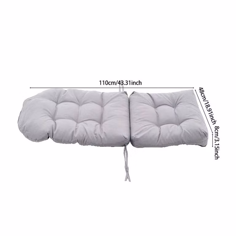 SPETLEK High Back Chair Cushion Seat Pad in Light Grey, H x W x D: 110 x 48 x 8 cm