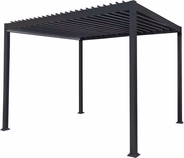Monster Shop Modern Grey Aluminium Flat Roof Pergola, 300 cm