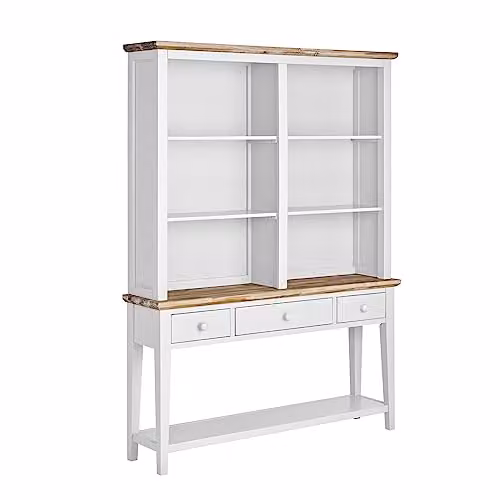 Statement Furniture Florence White Console Table and Hutch with Internal Drawers and Shelves, H 191.0 x W 59.0 x D 32.5 cm – 3