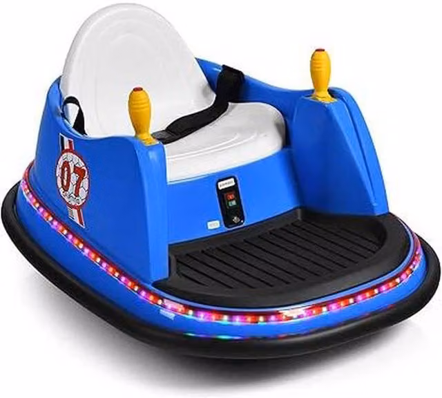 Costway Blue Electric Ride-On Rotation Spin Kids Waltzer Cars with Rechargeable Battery