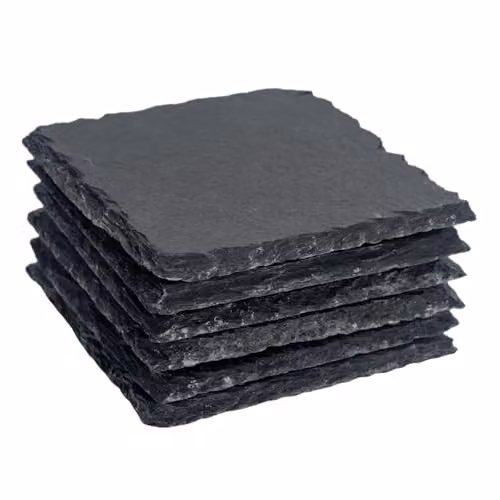 Argon Tableware Square Black Slate Coasters, 6 Piece, 10 cm – 1