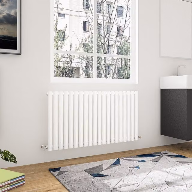 AicaBathroom Horizontal Oval Column Radiator in White, W/D/H: 118 x 60 x 60 cm