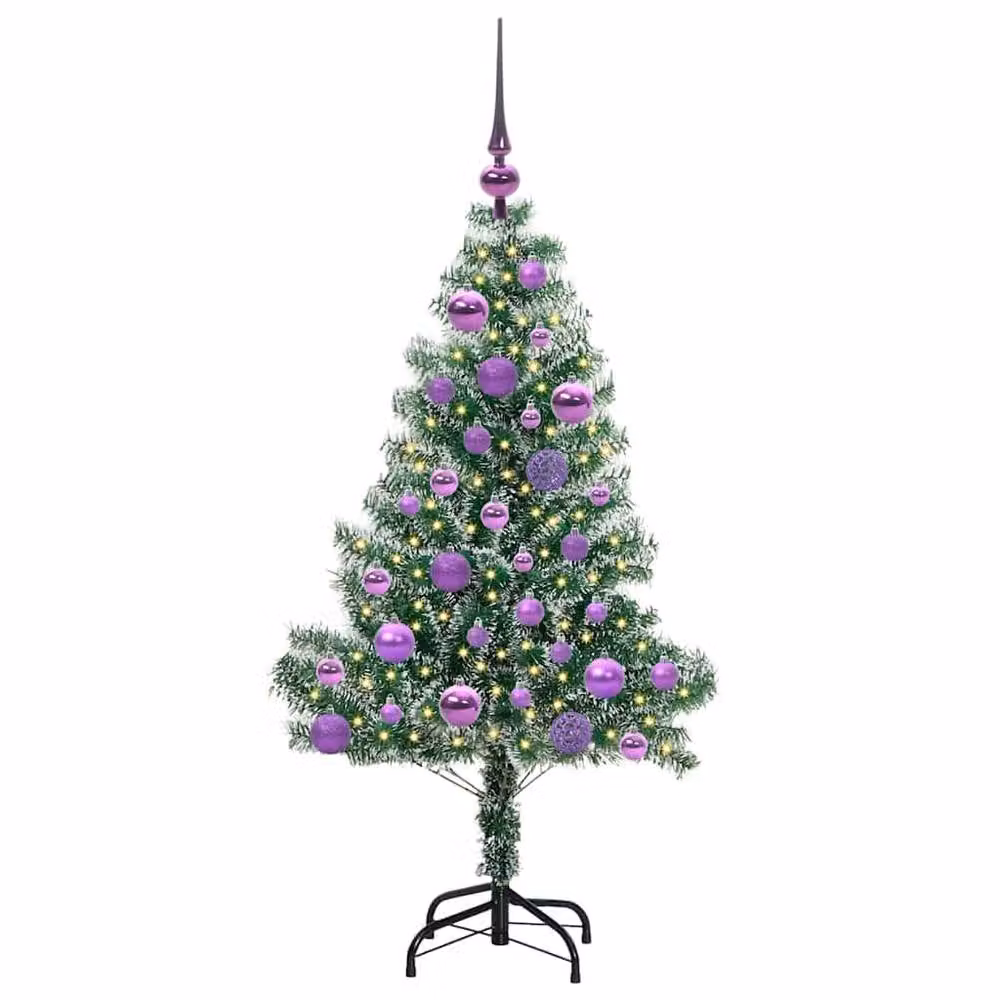 Berkfield Home Snow Flocked Artificial Christmas Tree with LED Lights, Green, Height: 120 cm – 3