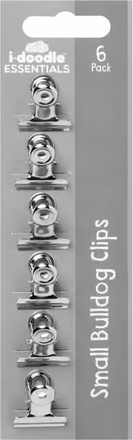i-doodle Pack of Six Small Silver Metal Foldback Bulldog Clips