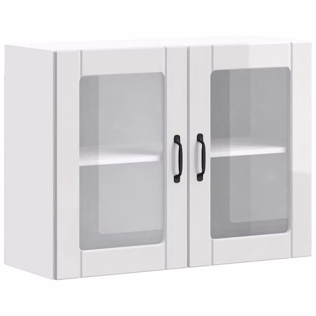 Berkfield Home Kalmar Wall Mounted Kitchen Cabinet with Glass Doors in Grey Sonoma Wood and White