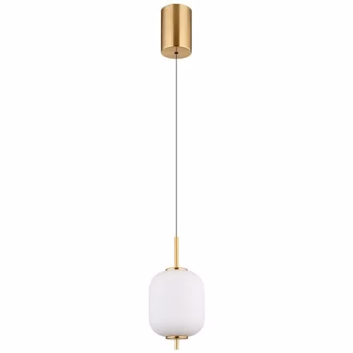 Globo Lighting LED Cylinder Pendant Light in Brass and White Glass with Adjustable Height – 1