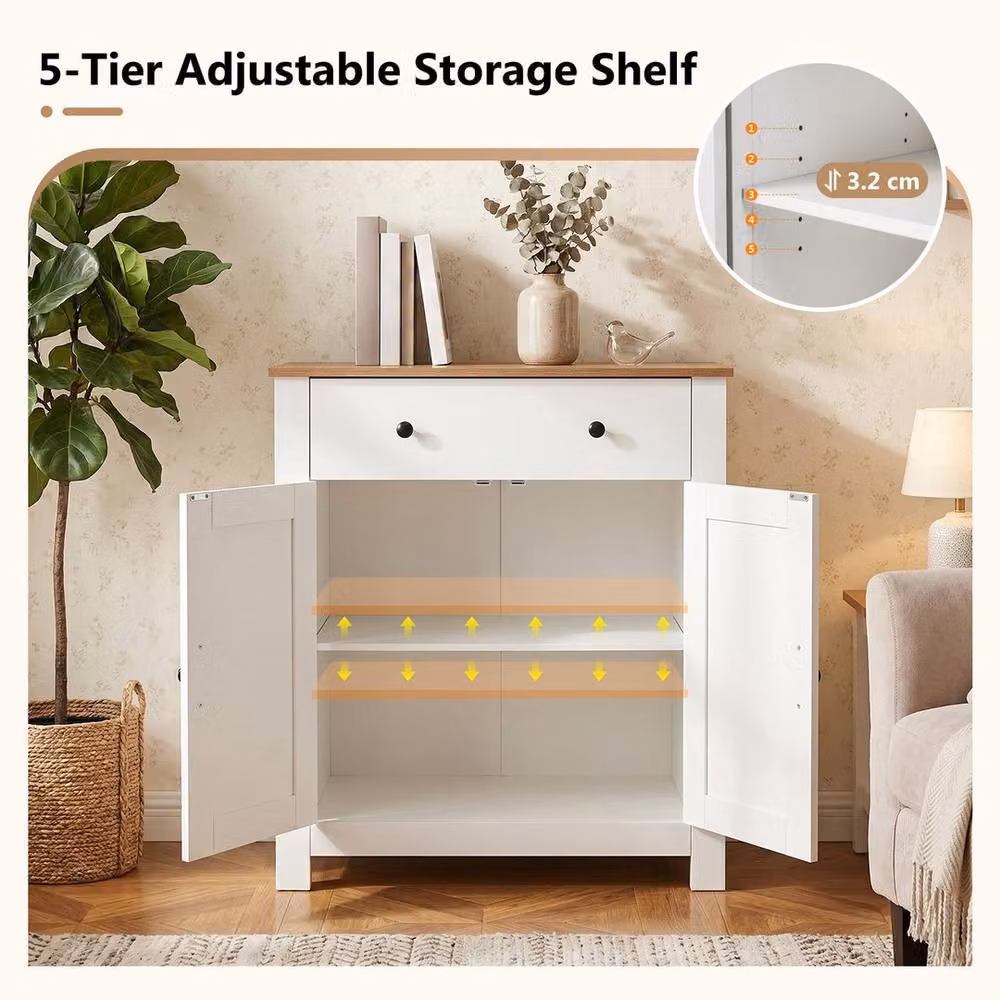 KORVIXA White Buffet Cabinet with 5-Tier Adjustable Shelf – 3