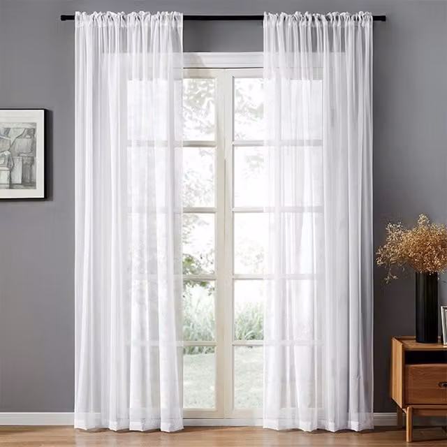 Lifeideas White Sheer Voile Fabric Panel Curtain with Rod Pocket