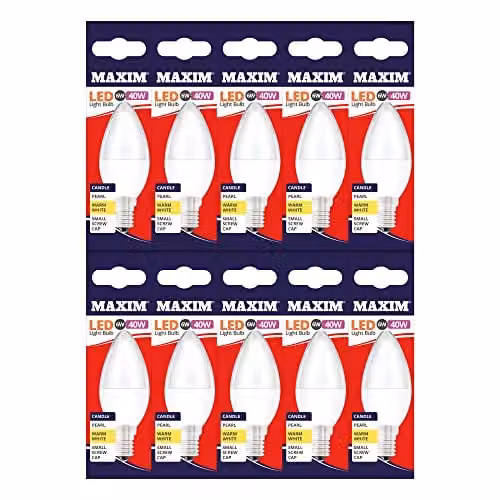 Kenable Maxim 10 Pack LED 6W Warm White SES E14 Candle Light Bulbs – 3