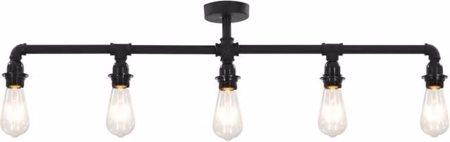 Berkfield Home Modern Black Metal Ceiling Lamp for 5 x E27 Bulbs