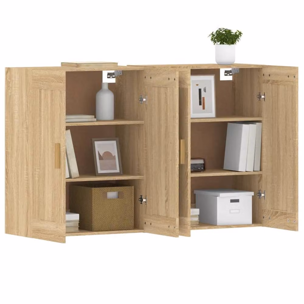 Berkfield Home Set of 2 Wall Mounted Cabinets in Sonoma Oak Brown Engineered Wood – 2