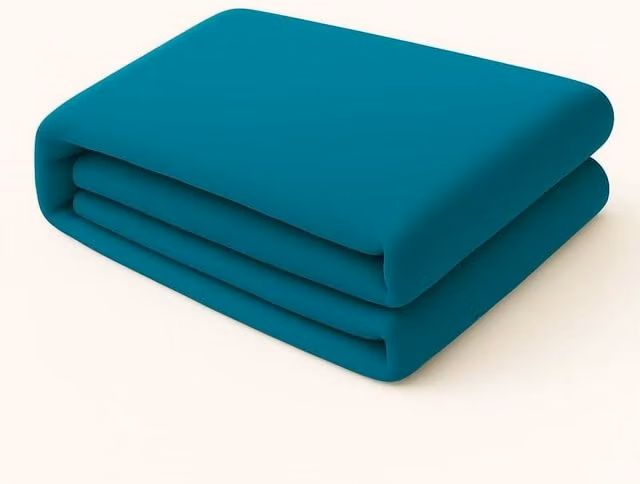 Homes-Linen Plain Dyed Polycotton Blend Easy Care Flat Sheet in Petrol, Size: 180 x 200 cm