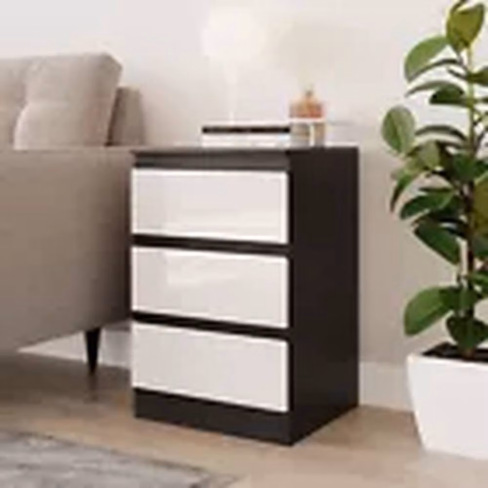Havendro Black and White 3 Drawer Wooden Bedroom Chest Cabinet, W/D/H: 61.5 x 40 x 35 cm – 3