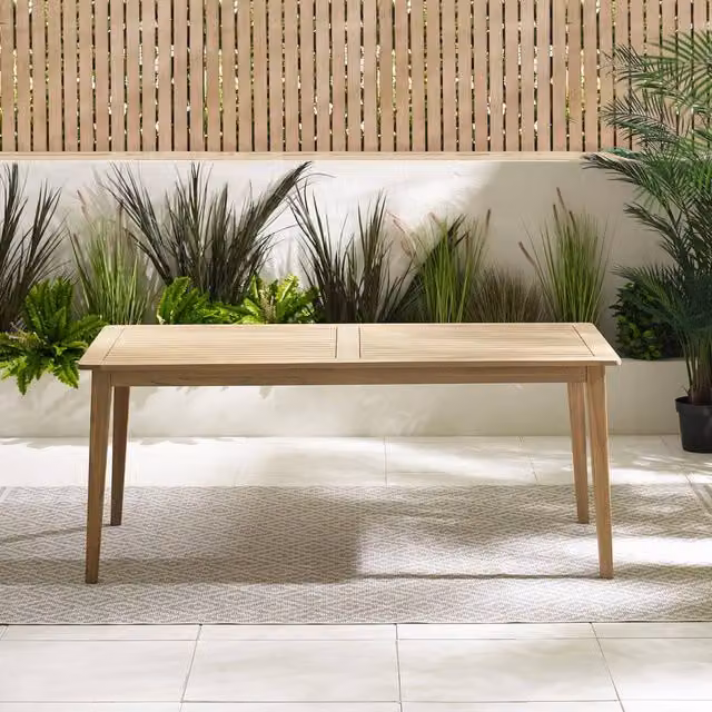 FurnitureboxUK Asa 6 Seat Rectangular Solid Acacia Wood Outdoor Dining Table in Light Brown