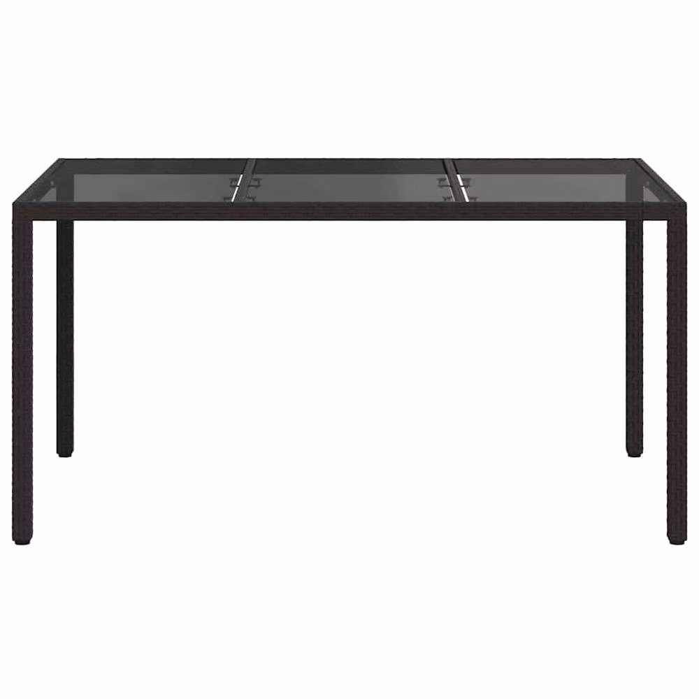 Berkfield Home Black Poly Rattan Garden Dining Table with Glass Top, W/D/H: 150 x 90 x 75 cm – 3
