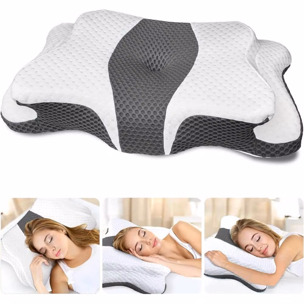 PAWNORA Grey Memory Foam Cervical Pillow for Adults – 3