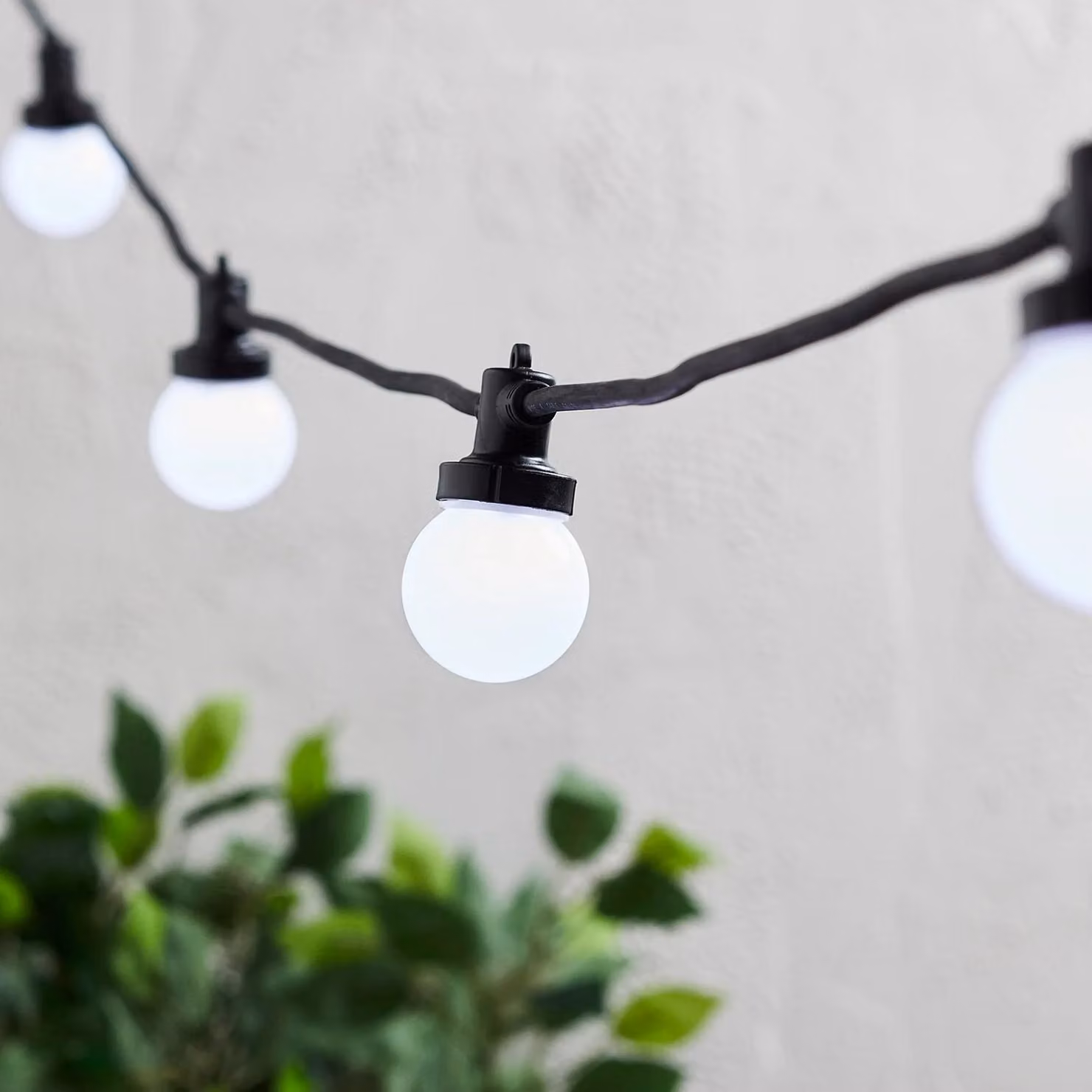 Pro Connect Warm White LED Sphere Festoon Lights with Black Cable, 85m, Connectable, IP67