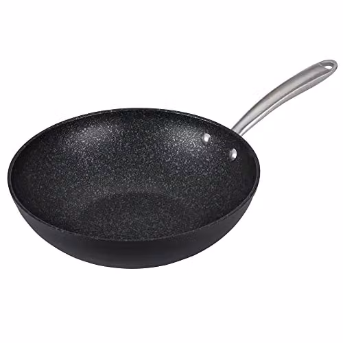 Prestige Scratch Guard Non Stick Wok, Black, Diameter: 29 cm