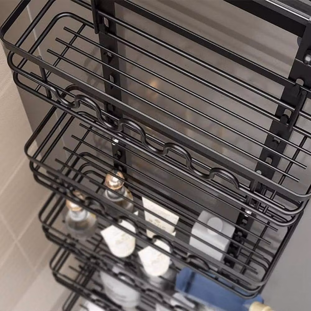 NESTLUNE 4 Tier Adjustable Metal Door Hanging Rack and Wall Mounted Storage Shelf, Black, W/D/H: 79 x 15 x 15 cm – 4