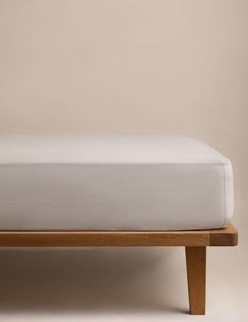 M&S Pure Linen 190gsm Deep Fitted Sheet in White or Beige, W/D/H: 180 x 200 cm