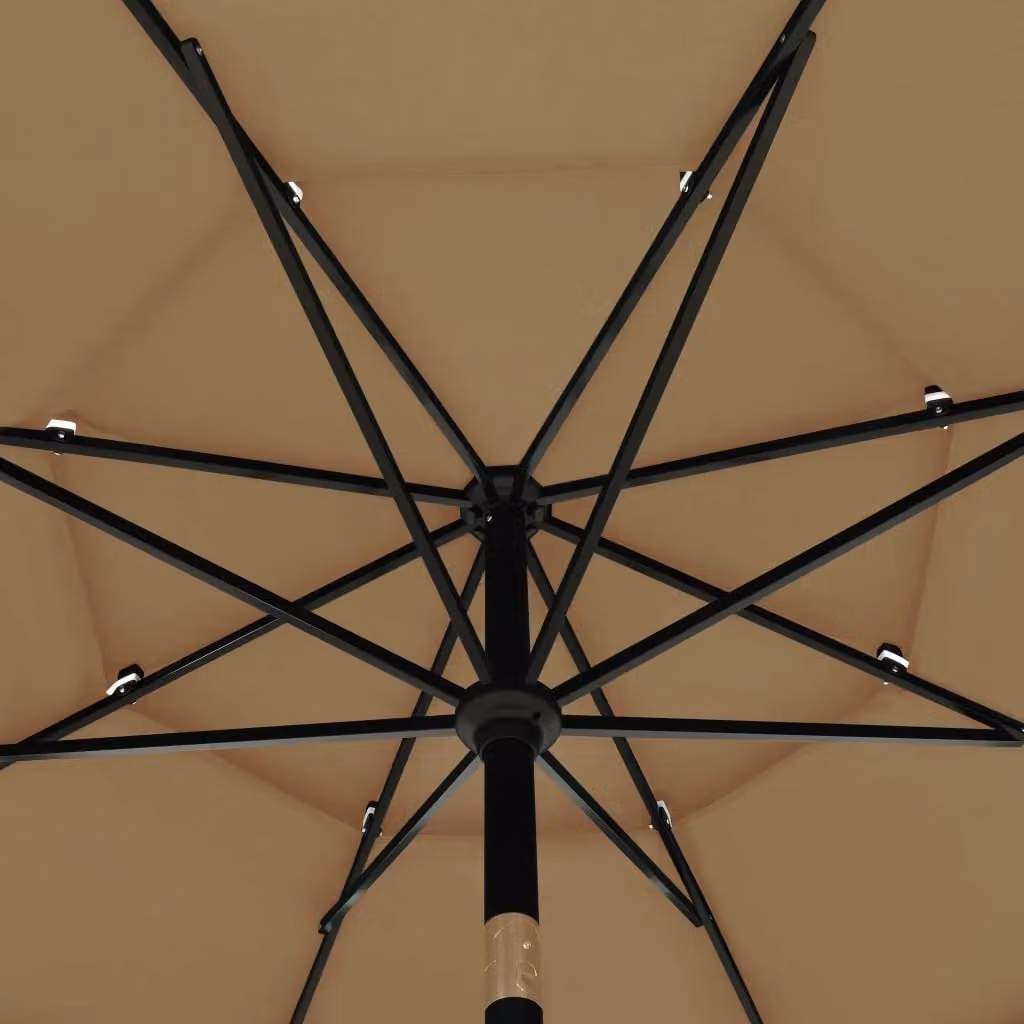 Berkfield Home 3-Tier Parasol with Aluminium Pole, Beige, Diameter: 350 cm – 2