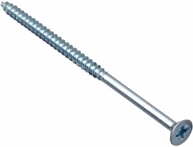 Forgefix Silver Galvanised Pozidriv Chipboard Self-Countersinking Screws, 100 Pack, Diameter: 5 mm, Length: 100 mm