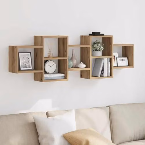 vidaXL Wall Shelf in Artisan Oak, Brown, W/D/H: 129 x 18 x 42 cm – 2