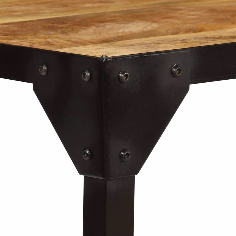 Berkfield Home Industrial Rectangular Coffee Table in Brown Solid Rough Mango Wood and Steel, Width: 110 cm – 4