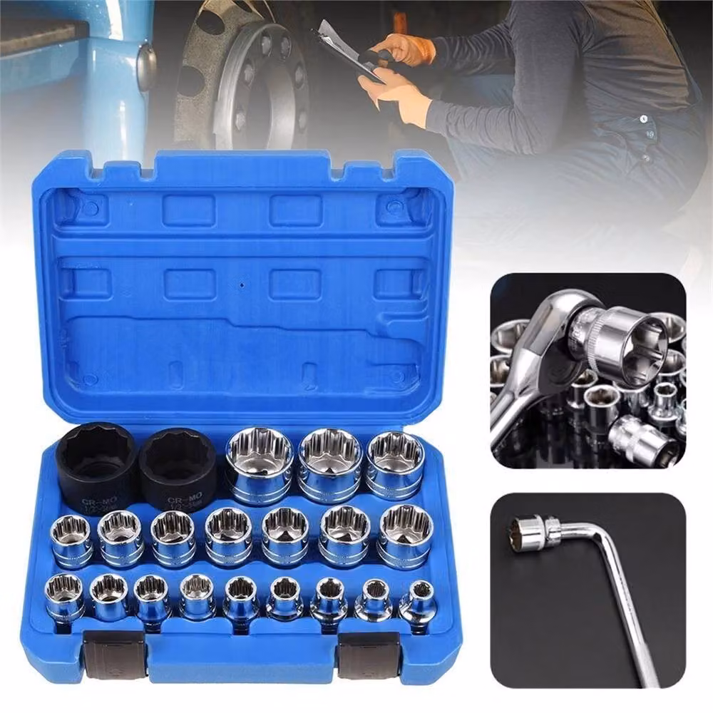 Havendro 21-Piece 1/2 inch Drive 12-Point Spline Metric Socket Set in Blue, Chrome Vanadium, W/D/H: 362 x 362 x 1600 mm – 5